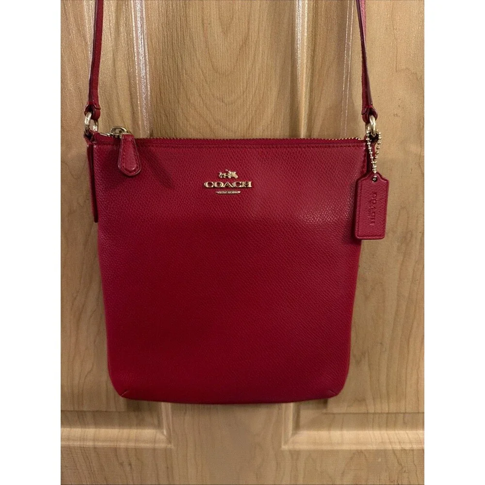 Coach North South Crossbody Bag-Red w/ Adjustable Strap Gold Hardware.Excellent!